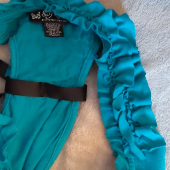 Self Esteem Teal racerback women's top w ruffles - Picture 9 of 9